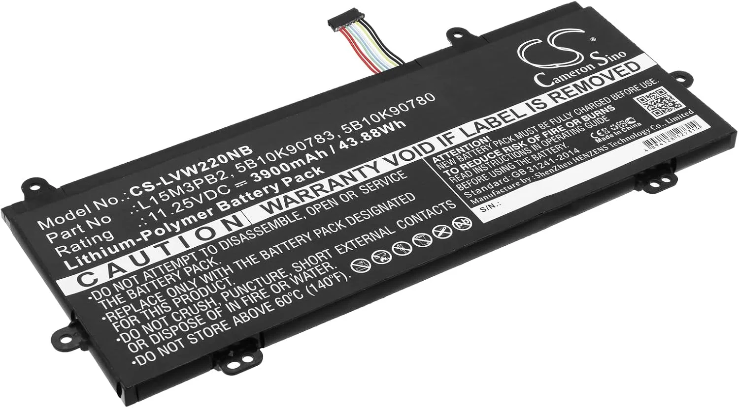 باتری جایگزین جدید Cameron Sino CS برای 80SF0000US، IdeaPad 11.6" N22، iDeapad N22، iDeapad N22 80S6، N22 Winbook (3900mAh) 5B10K90780, 5B10K90783, L15M3PB2