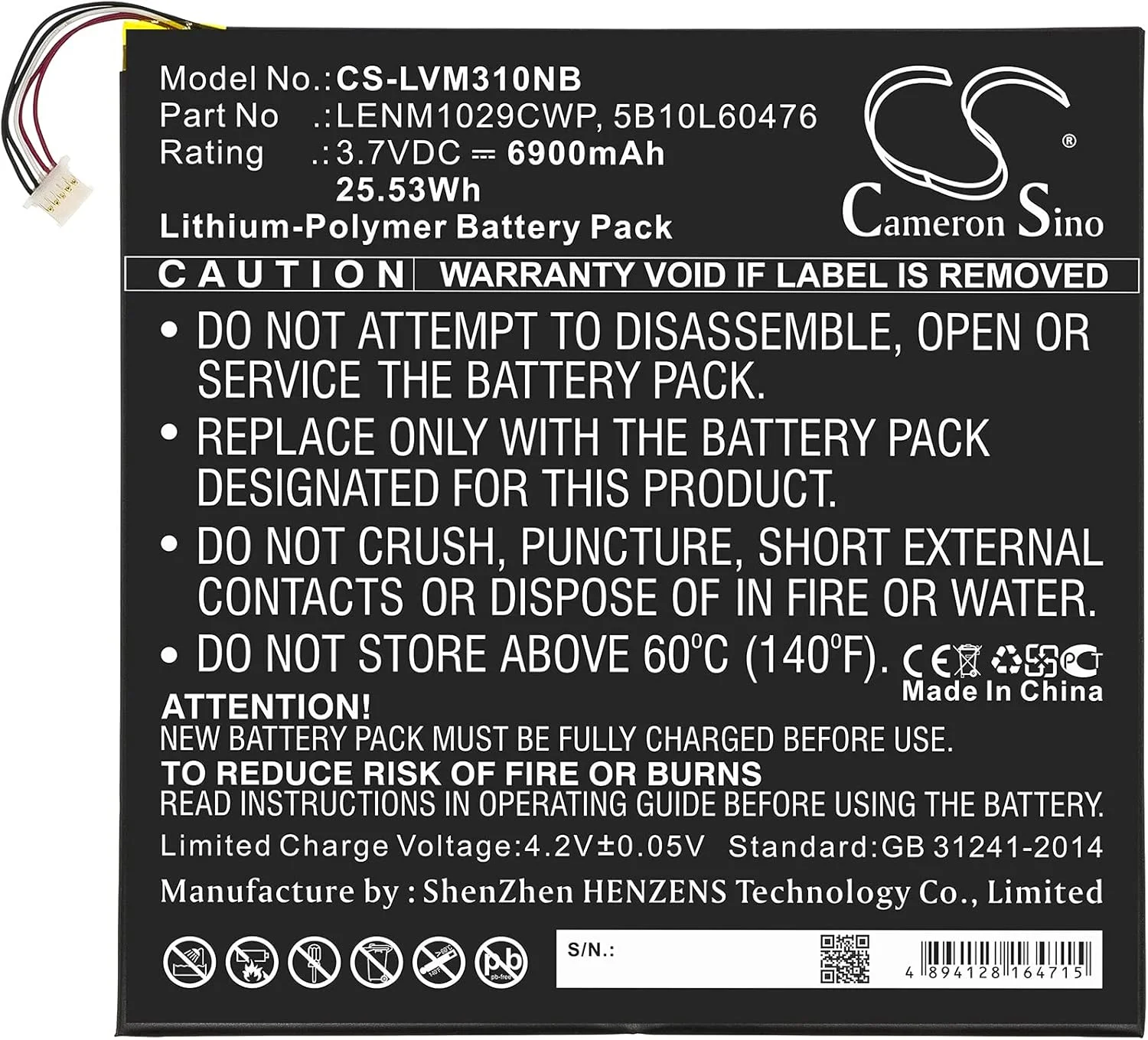 باتری جایگزین جدید 6900mAh کامرون سینو برای لنوو Miix 300, MIIX 300-10IBY, Miix 310, MIIX 310 10ICR, Miix 310-10ICR, Miix 310-10ICR (80SG000HMH), Miix 310-10ICR (80SG001CSP)