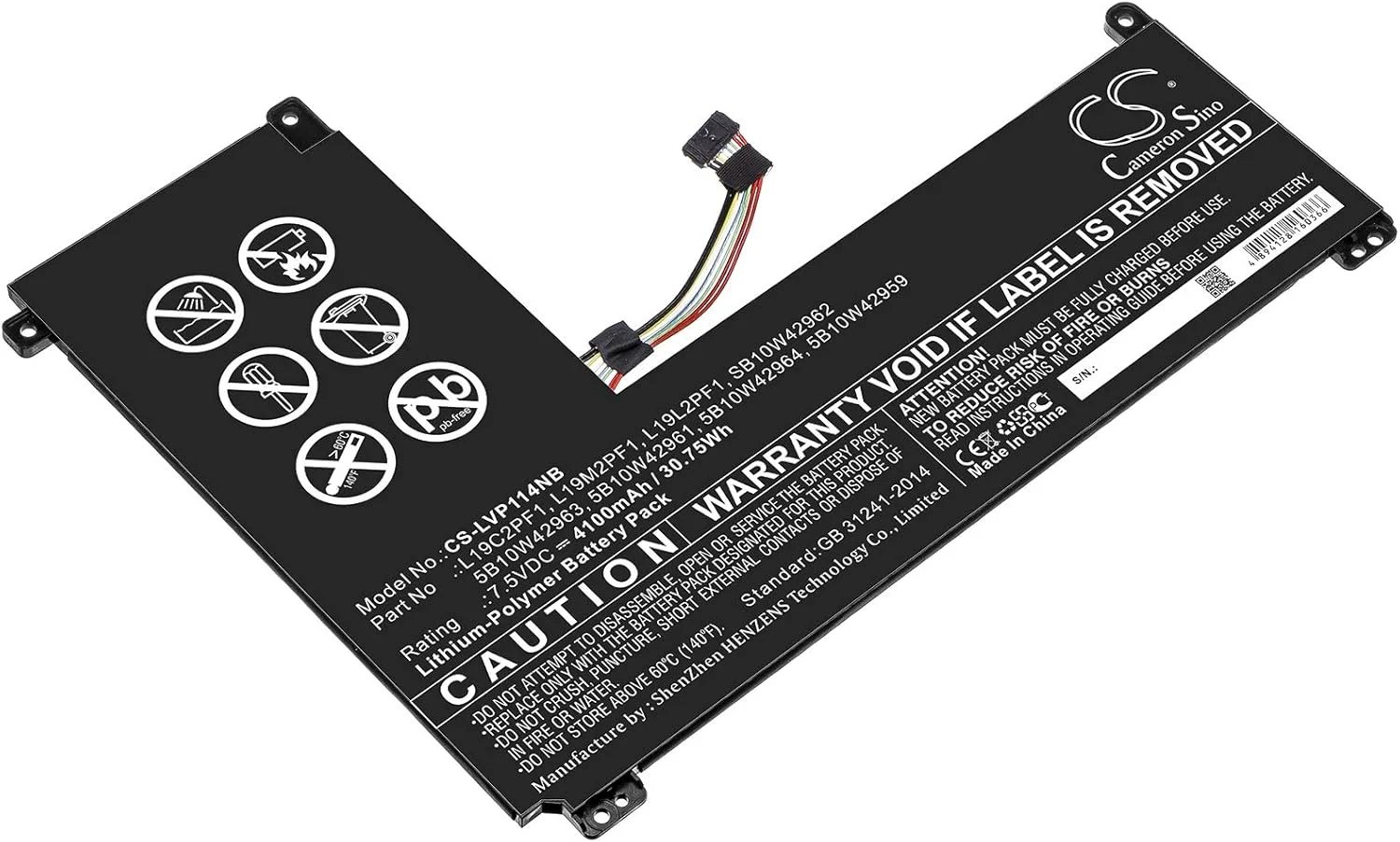 باتری جایگزین جدید Cameron Sino CS برای IdeaPad 1-11IGL05 و IdeaPad 1-14IGL05 (4100mAh) سازگار با 5B10W42959, 5B10W42961, 5B10W42963, 5B10W42964, L19C2PF1, L19L2PF1, L19M2PF1, SB10W42962