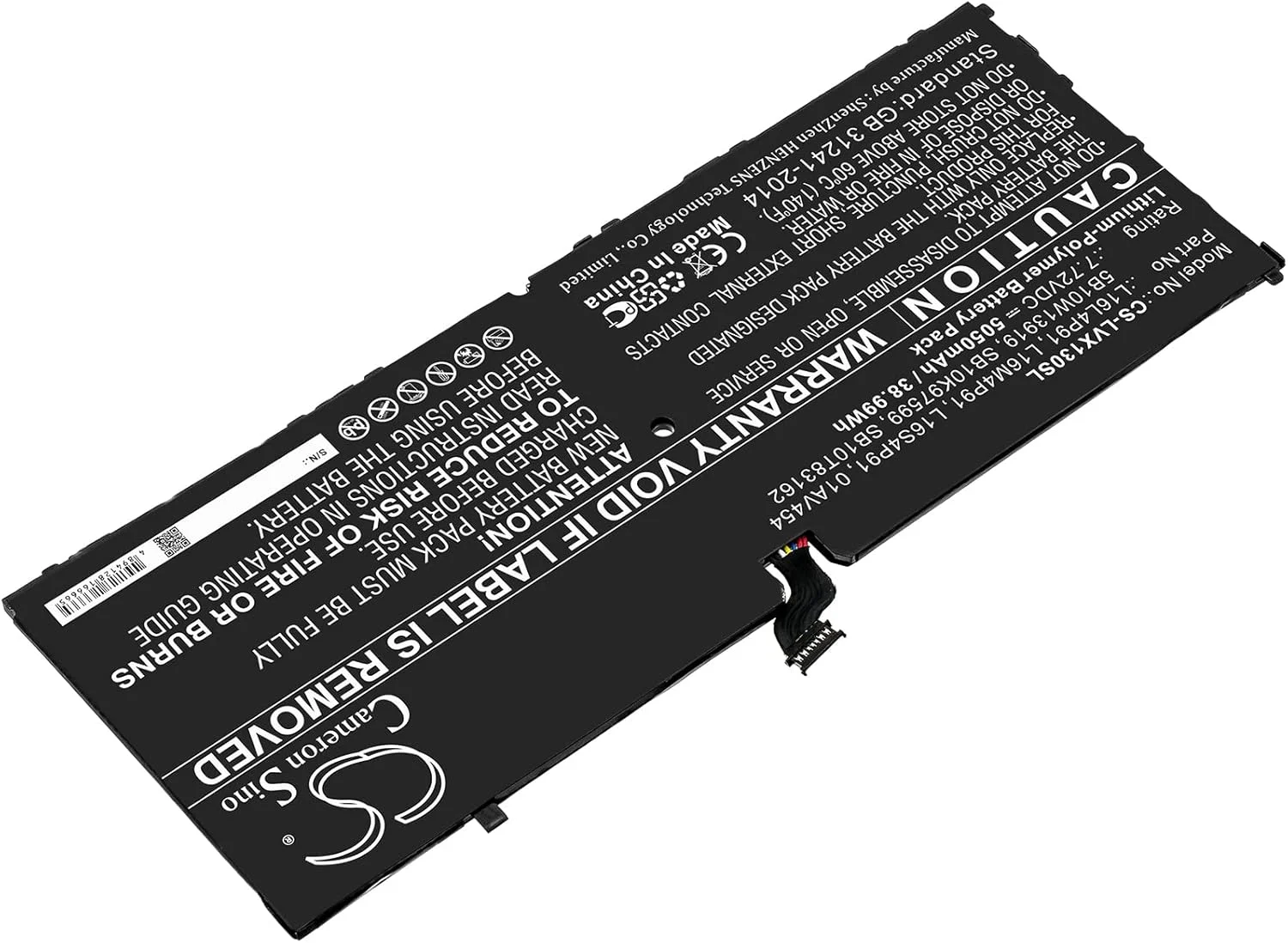 باتری جایگزین جدید Cameron Sino CS برای ThinkPad X1 نسل 3 (5050mAh) 01AV454, 5B10W13919, L16L4P91, L16M4P91, L16S4P91, SB10K97599, SB10T83162