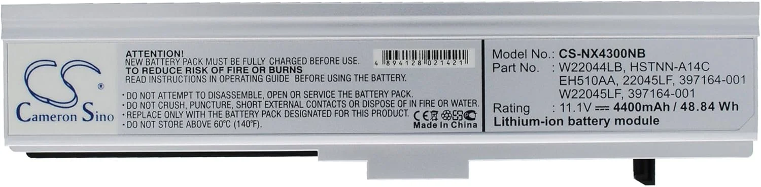 باتری جایگزین جدید Cameron Sino CS برای نوت‌بوک تجاری NX4300 (4400mAh) 397164-001, EH510AA, HSTNN-A14C, W22044LB