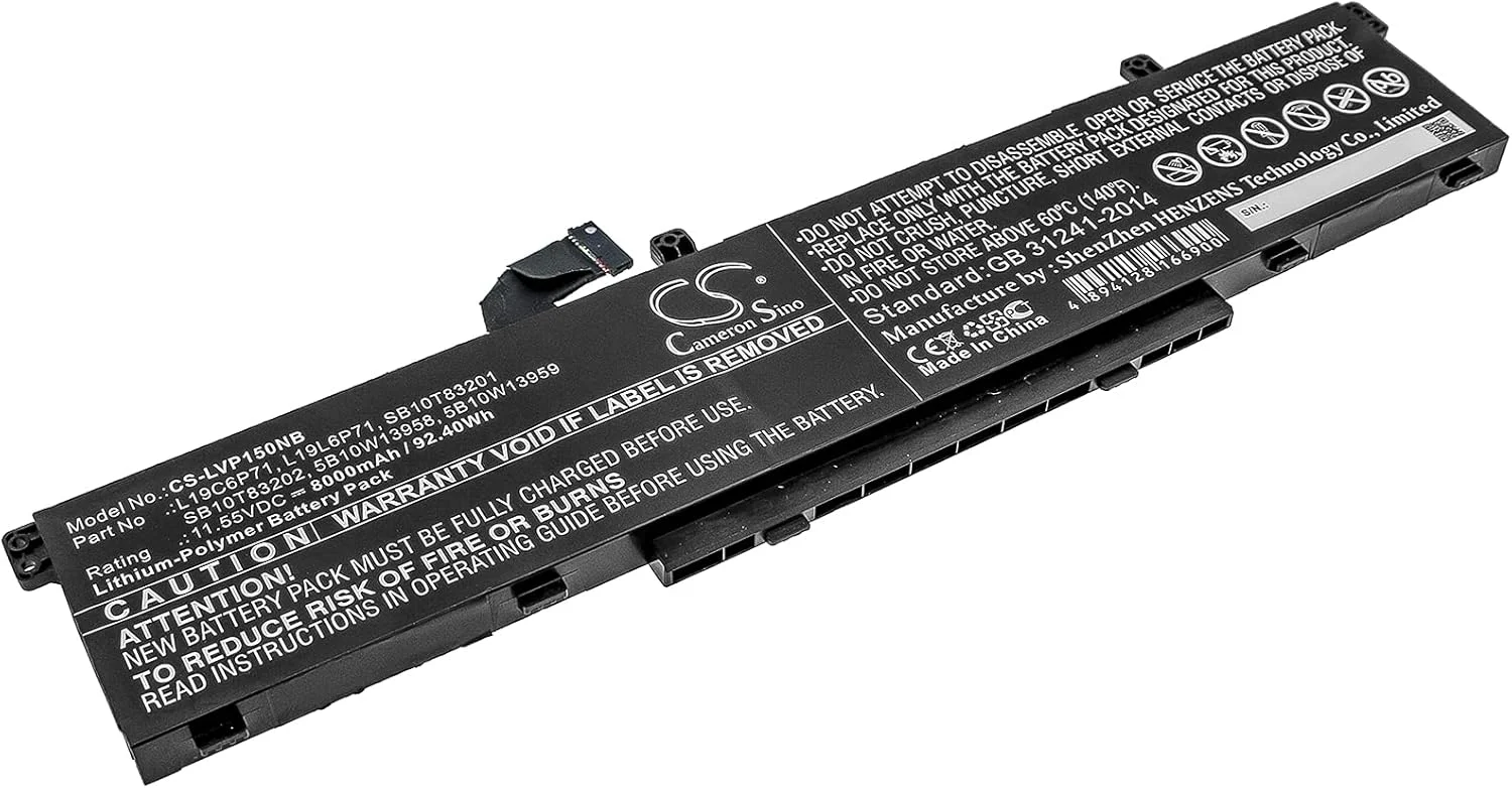 باتری جایگزین جدید Cameron Sino CS برای ThinkPad P15، ThinkPad P15 Gen 1 20ST002DAU، ThinkPad P15 Gen 1 20ST002FAU، (8000mAh) 5B10W13958، 5B10W13959، L19C6P71، L19L6P71، SB10T83201
