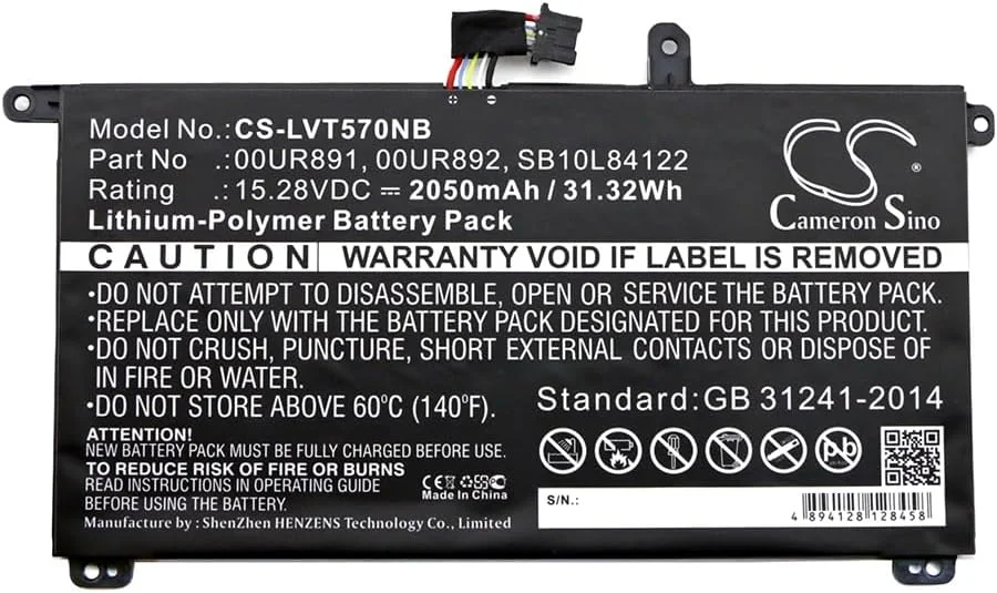 باتری جایگزین جدید Cameron Sino CS برای ThinkPad P51s, ThinkPad P51s 20HB000SGE, (2050mAh) 00UR890, 00UR891, 00UR892, 01AV493, SB10L84121, SB10L84122, SB10L84123