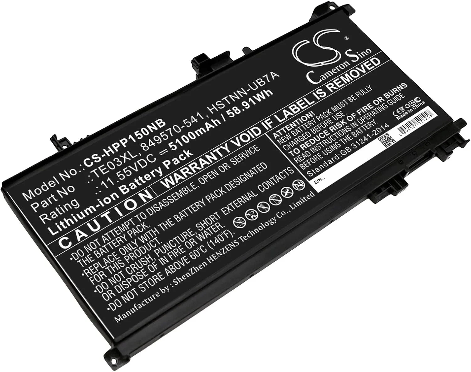 باتری جایگزین جدید Cameron Sino CS برای 15-AX000NF، 15-AX000NL، 15-AX000NX، 15-AX001NA (5100mAh) 15-AX033TX، 3ICP7/65/80، 849570-541، 849570-542، 849570-543، 849910-850، AX020TX، HSTNN-UB7A