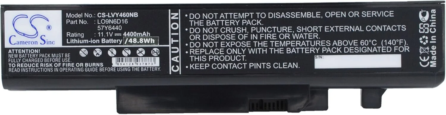 باتری قابل شارژ جدید Cameron Sino AQQXING برای IdeaPad Y460، IdeaPad Y460 063334U، IdeaPad Y460 063335U، IdeaPad Y560PT-ISE (4400mAh) 121000916، 121000917، 121000918، 57Y6440، L08S6DB، L09L6D16
