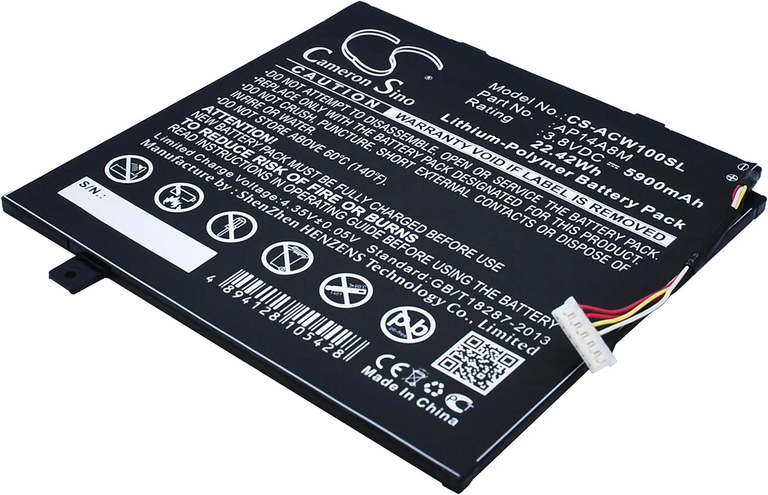 باتری قابل شارژ جدید Cameron Sino AQQXING برای A3-A20، A3-A20FHD، A3-A30، Aspire SW5-011، Aspire SW5-012، Switch 10E(SW3-013-19Q9)، Switch 11V (5900mAh) AP14A4M، AP14A8M، KT.0020G.004