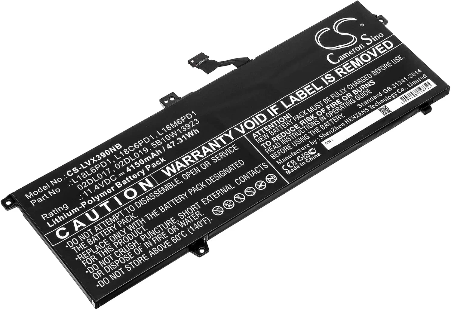 باتری قابل شارژ جدید Cameron Sino AQQXING برای ThinkPad X390، ThinkPad X390 20Q00039CD، ThinkPad X390 20SC001ECD، ThinkPad X390-20Q1S02M00 (4150mAh) 02DL017، 02DL019، 5B10W13923، L18C6PD1