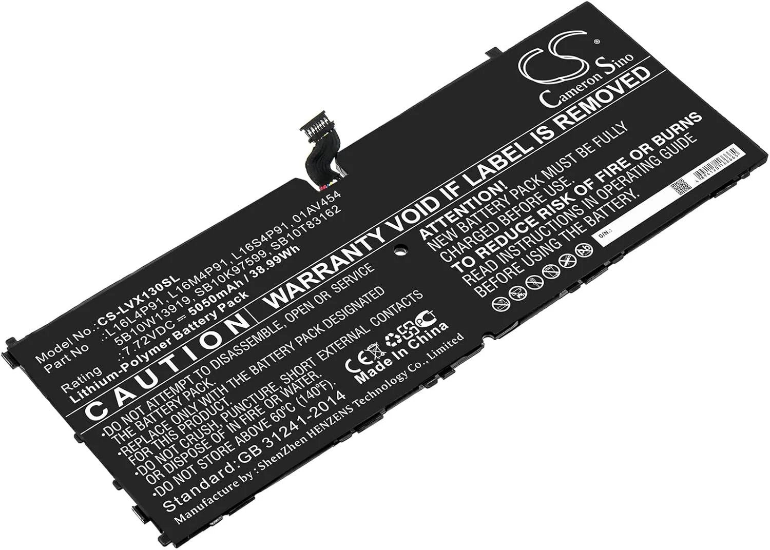 باتری قابل شارژ جدید Cameron Sino AQQXING برای ThinkPad X1 نسل 3 (5050mAh) 01AV454, 5B10W13919, L16L4P91, L16M4P91, L16S4P91, SB10K97599, SB10T83162