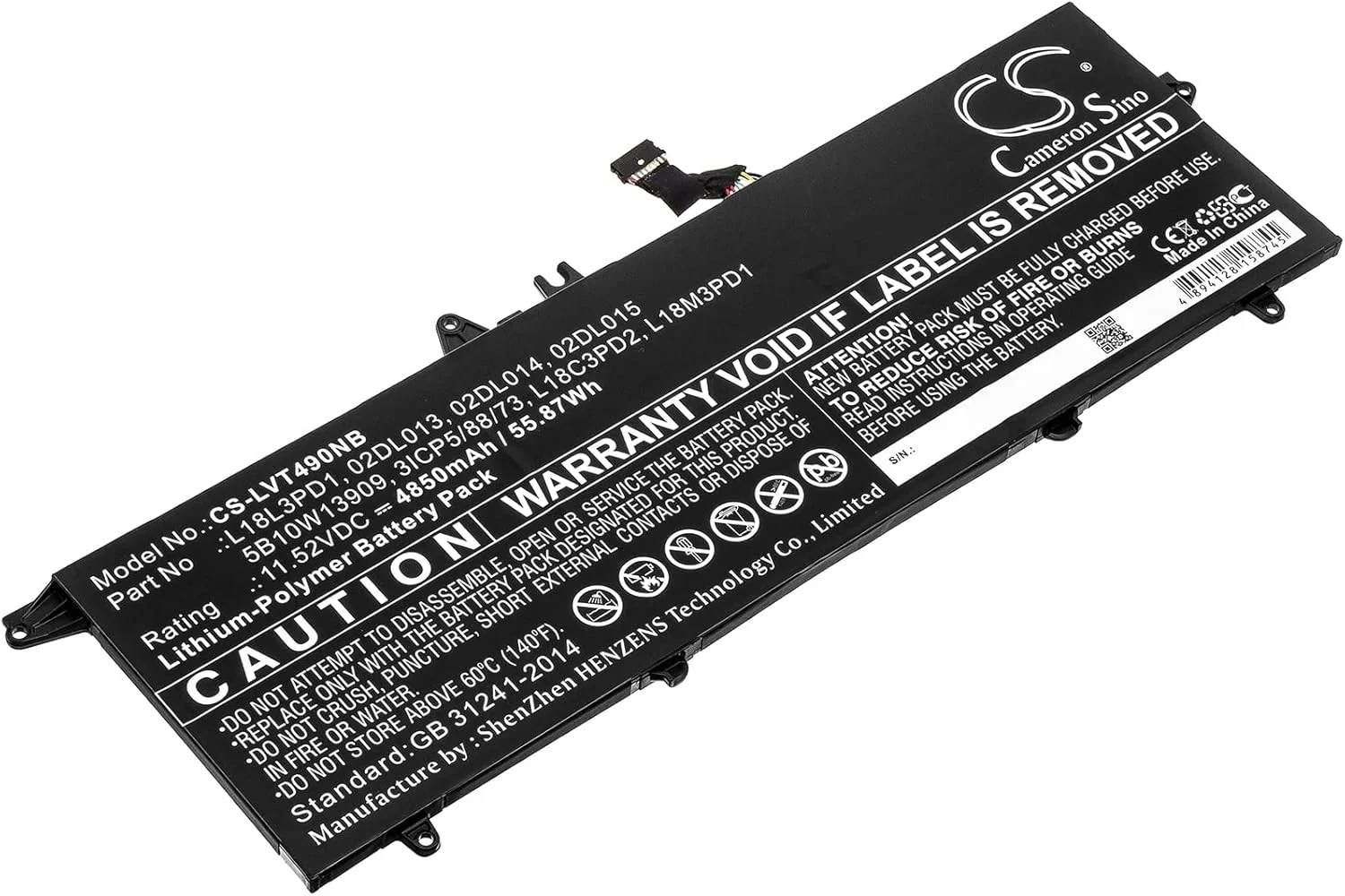 باتری قابل شارژ جدید کمراون سینو AQQXING برای T490s 20NX001FCD، ThinkPad T490s، ThinkPad T490s(20NX000RCD)، ThinkPad T495s-20QKS01E00 (4850mAh) 02DL013، 02DL014، 02DL015، 3ICP5/88/73، 5B10W13909