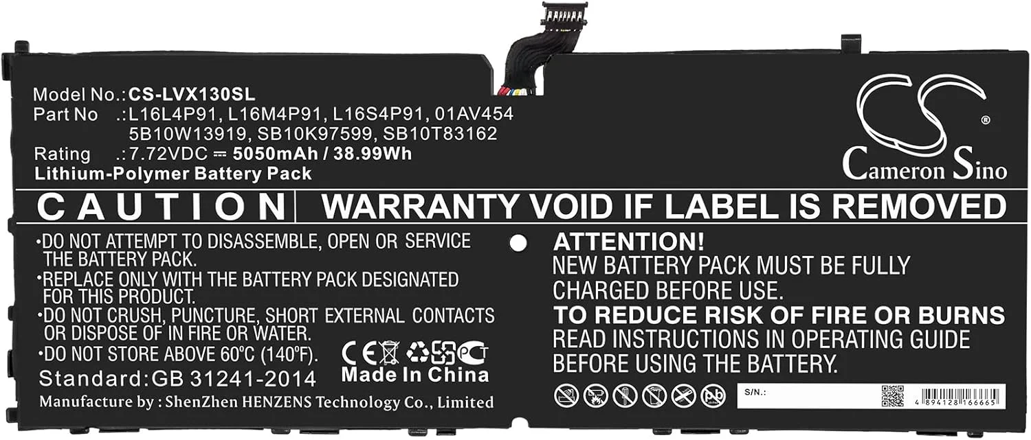 باتری قابل شارژ جدید Cameron Sino AQQXING برای ThinkPad X1 نسل 3 (5050mAh) 01AV454, 5B10W13919, L16L4P91, L16M4P91, L16S4P91, SB10K97599, SB10T83162