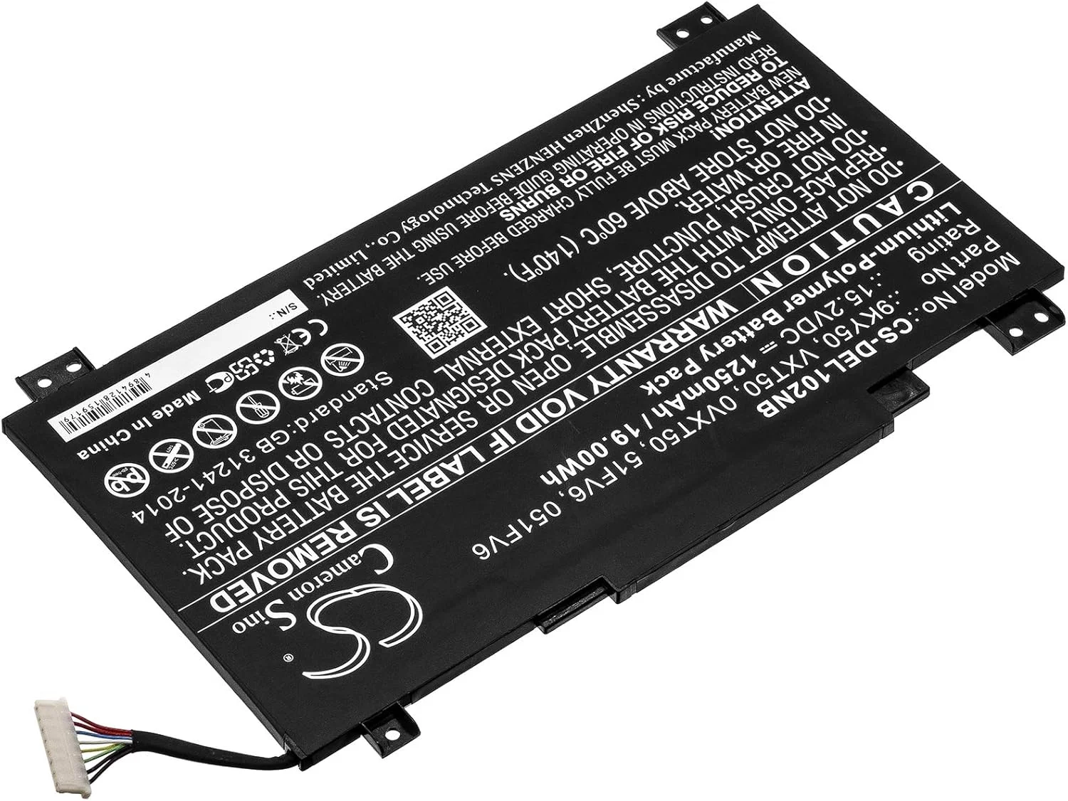 باتری قابل شارژ جدید کمراون سینو AQQXING برای Latitude 10 STE2 (1250mAh) 051FV6, 0VXT50, 51FV6, 9KY50, VXT50