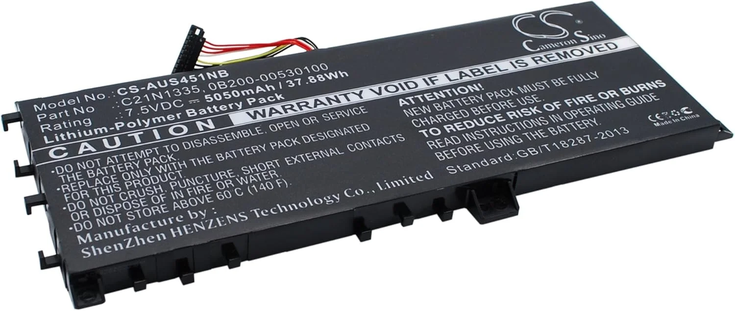 باتری جایگزین جدید Cameron Sino CS برای K451L، K451LN، K451LN-WX162H، S451LN، VivoBook S451، VivoBook S451LA، VivoBook S451LB، VivoBook S451LN-CA160H (5050mAh) 0B200-00530100, C21N1335