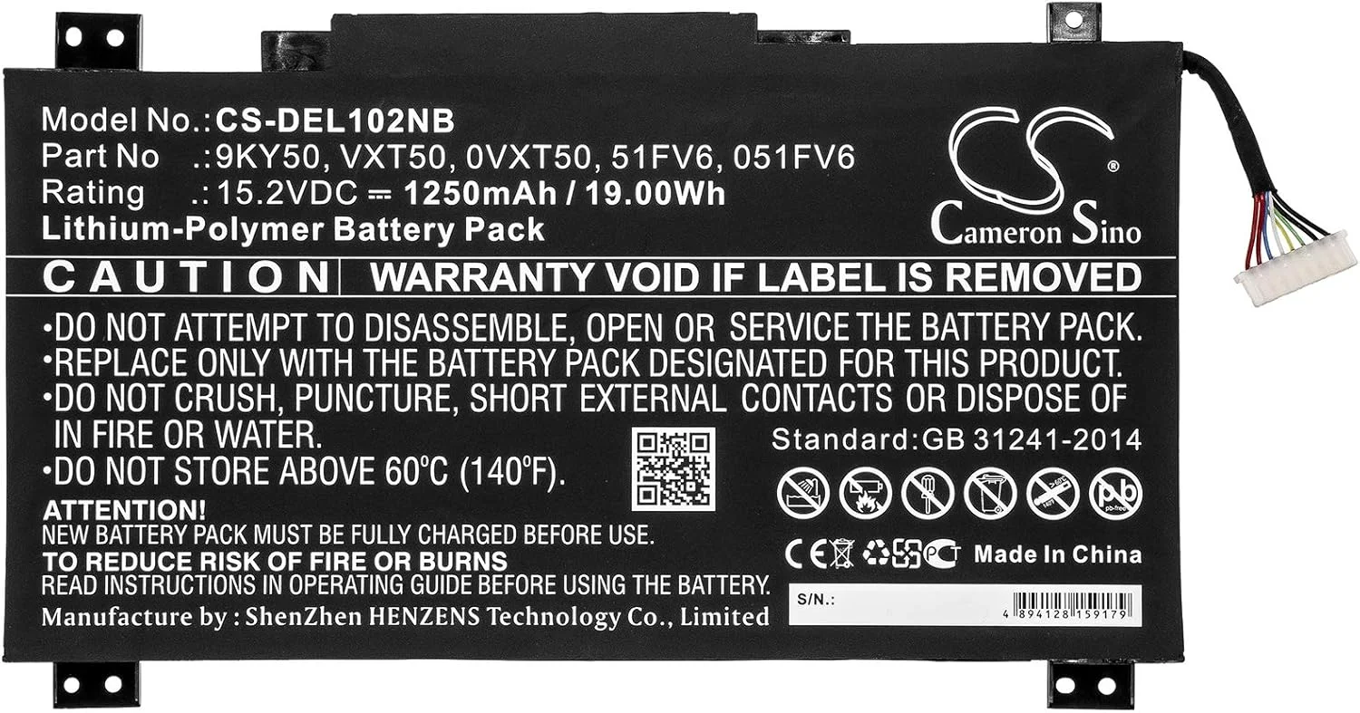 باتری قابل شارژ جدید کمراون سینو AQQXING برای Latitude 10 STE2 (1250mAh) 051FV6, 0VXT50, 51FV6, 9KY50, VXT50