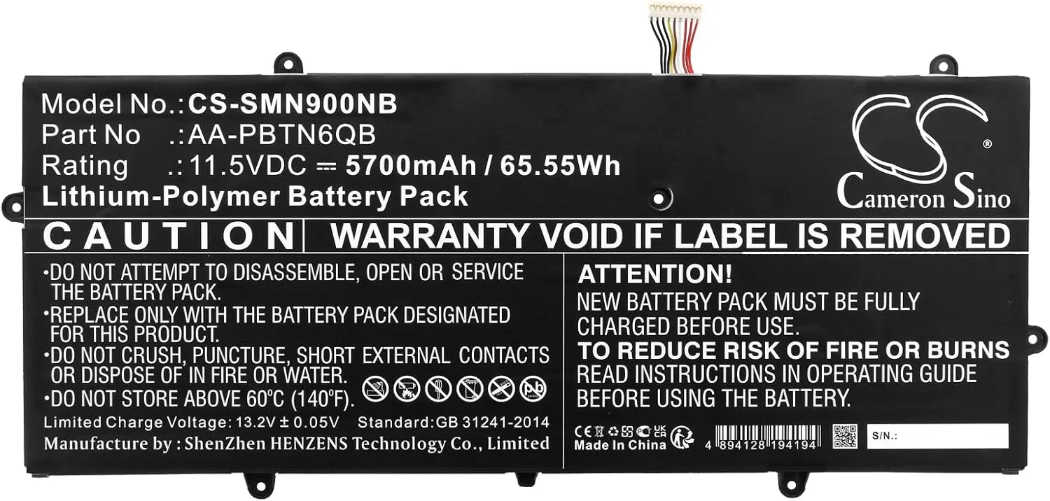 باتری قابل شارژ جدید Cameron Sino AQQXING برای نوت بوک 9 NP900X5N, NP900X5N, NP900X5N-K01, NP900X5N-K01HK, NT900X5N-X716, NT900X5N-X716S, NT900X5N-X78L (5700mAh) AA-PBTN6QB