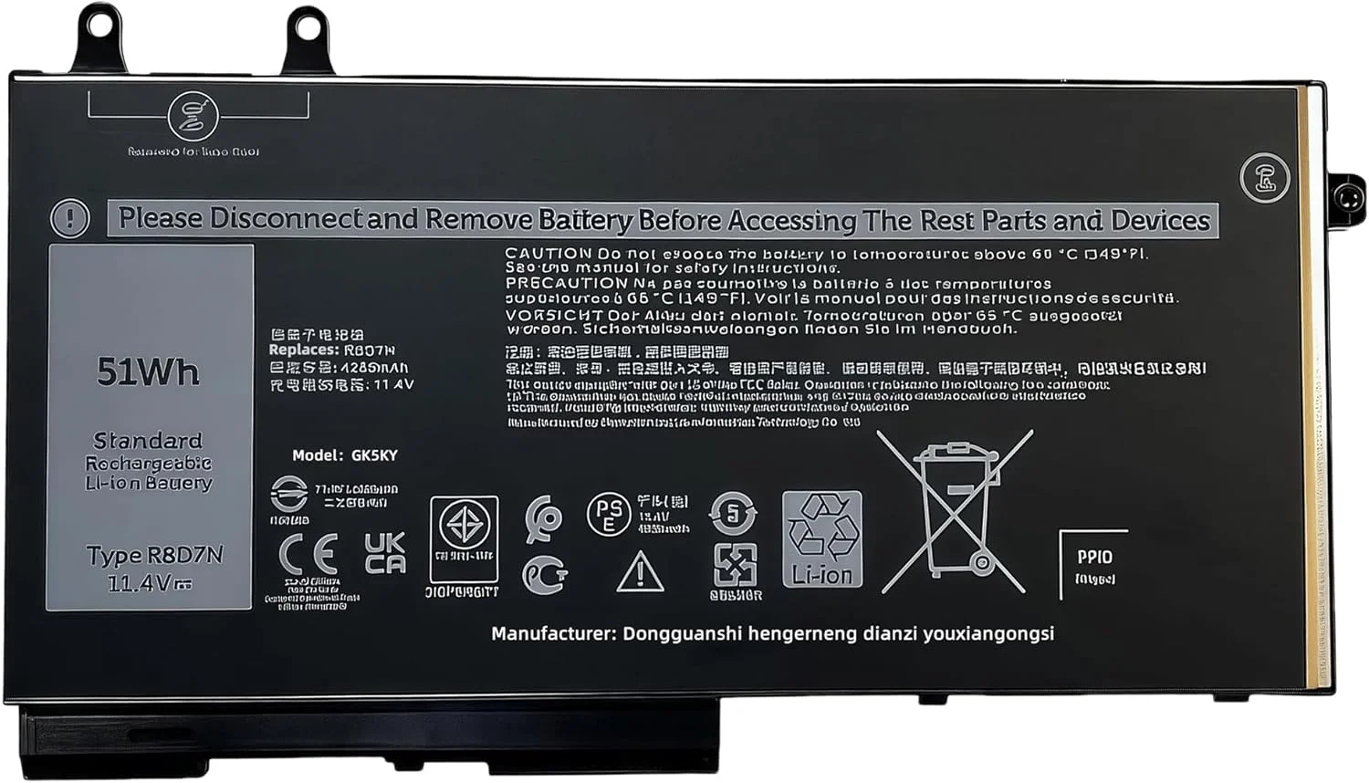 باتری 51Wh مدل R8D7N جایگزین برای دل Inspiron 3540 M3550 برای Latitude 5400 5500 5510 7590 7591 7791 سری 2 در 1 مدل H82T6 0C5GV2 0W8GMW سری 1V1XF 4GVMP RF7WM 9JRYT X77XY 11.4V با عملکرد بالا