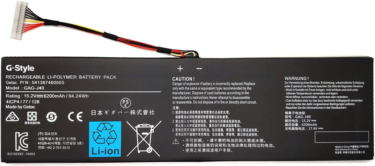 باتری لپ‌تاپ جایگزین BGZY GAG-J40 سازگار با گیگابایت Aero Aorus X5 V6 V7 V8 X7 Dt V6 V7 V8 X9 Dt 14 V7 K7 14-P64WV6 14-W-CF2 15 15X V8 15W 15-x9 Series 541387460002 (94.24Wh 15.2V)