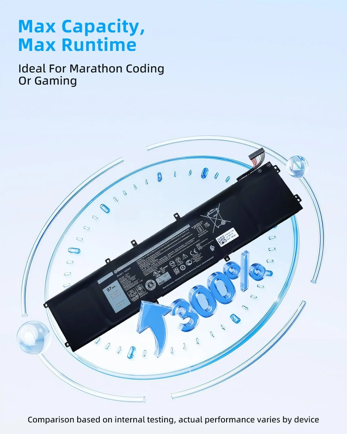 باتری لپ تاپ 97WH 4K1VM جایگزین برای دل G7 17 7700 گیمینگ برای Inspiron 15 7590 7591 7501 سری برای Precision 5530 5520 5540 سری برای Vostro 15 7500 سری W62W6 0W62W6 با عملکرد بالا