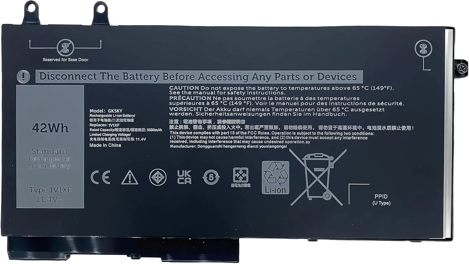 باتری 51Wh مدل R8D7N جایگزین برای لپ‌تاپ‌های Dell Inspiron 3540 M3550 و Latitude 5400 5500 5510 7590 7591 7791 سری 2 در 1 مدل‌های H82T6 0C5GV2 0W8GMW سری 1V1XF 4GVMP RF7WM 9JRYT X77XY 11.4V 51h با عملکرد بالا