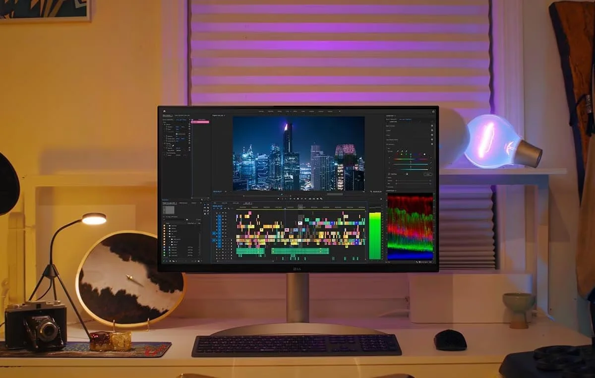 مانیتور کامپیوتر 27 اینچی ال‌جی UHD (3840 x 2160)، USB Type-C، HDR 400، DCI-P3 95%، بلندگوی داخلی، 60 هرتز، 5 میلی‌ثانیه، HDMI، DisplayPort، AMD FreeSync، پایه قابل تنظیم شیب/ارتفاع/چرخش، مانیتور سفید