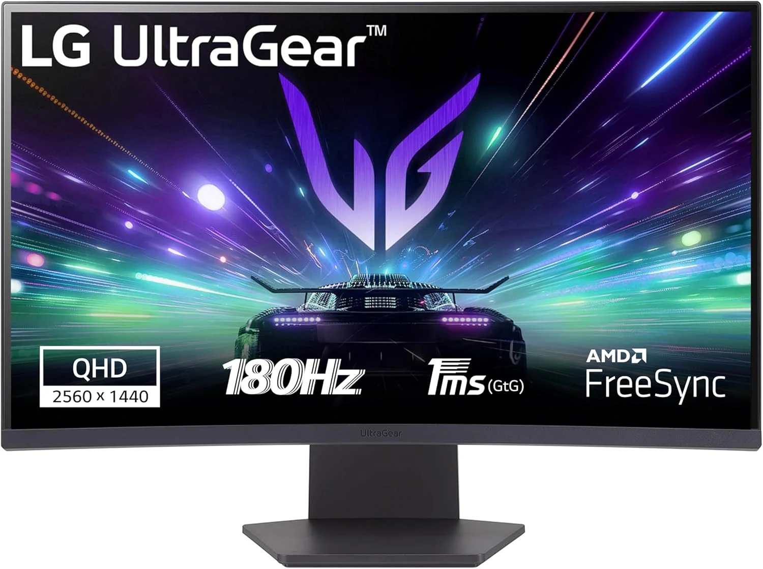 مانیتور گیمینگ ال‌جی UltraGear مدل 27GS60QC-B، 27 اینچ QHD، 2560x1440، پنل VA، نسبت تصویر 16:9، HDMI، زمان پاسخگویی 1 میلی‌ثانیه، نرخ تازه‌سازی 180 هرتز، FreeSync، اتصالات جهانی، رنگ خاکستری بنفش