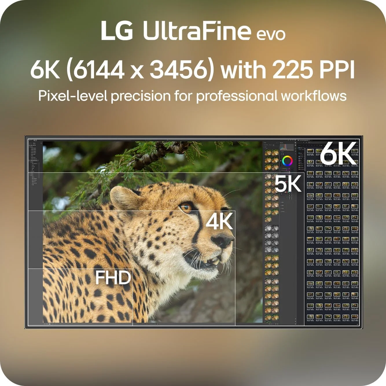 مانیتور حرفه‌ای 32 اینچی LG 32U990A-S Ultrafine 6K (6144 x 3456) Nano IPS Black Thunderbolt 5، نرخ نوسازی 60 هرتز، DisplayHDR 600، بلندگوها، HDMI 2.1، DisplayPort 2.1، USB-C، پایه با قابلیت تنظیم شیب/ارتفاع/چرخش، نقره‌ای