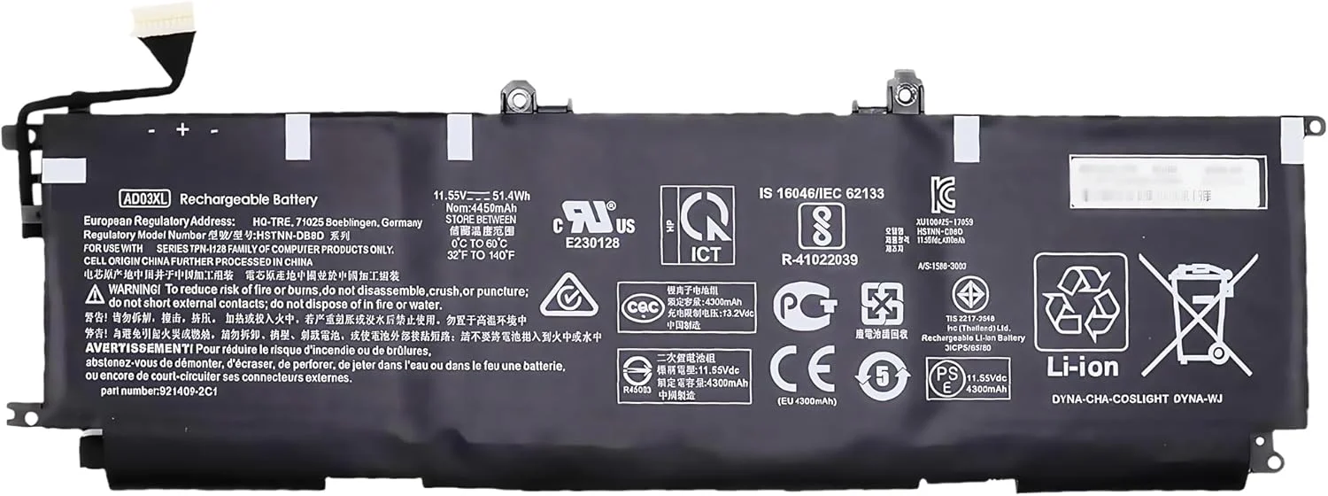 باتری لپ تاپ AD03XL TPN-I128 برای HP Envy 13-ad 13-ad000 13-ad100 13-ad0xx 13-ad1xx 13-ad000nf 13-ad002ng 13-ad002nf 13-ad003ng 13-ad008nw 13-ad012na 13-ad013na 13-ad014na 13-ad015na با عملکرد بالا