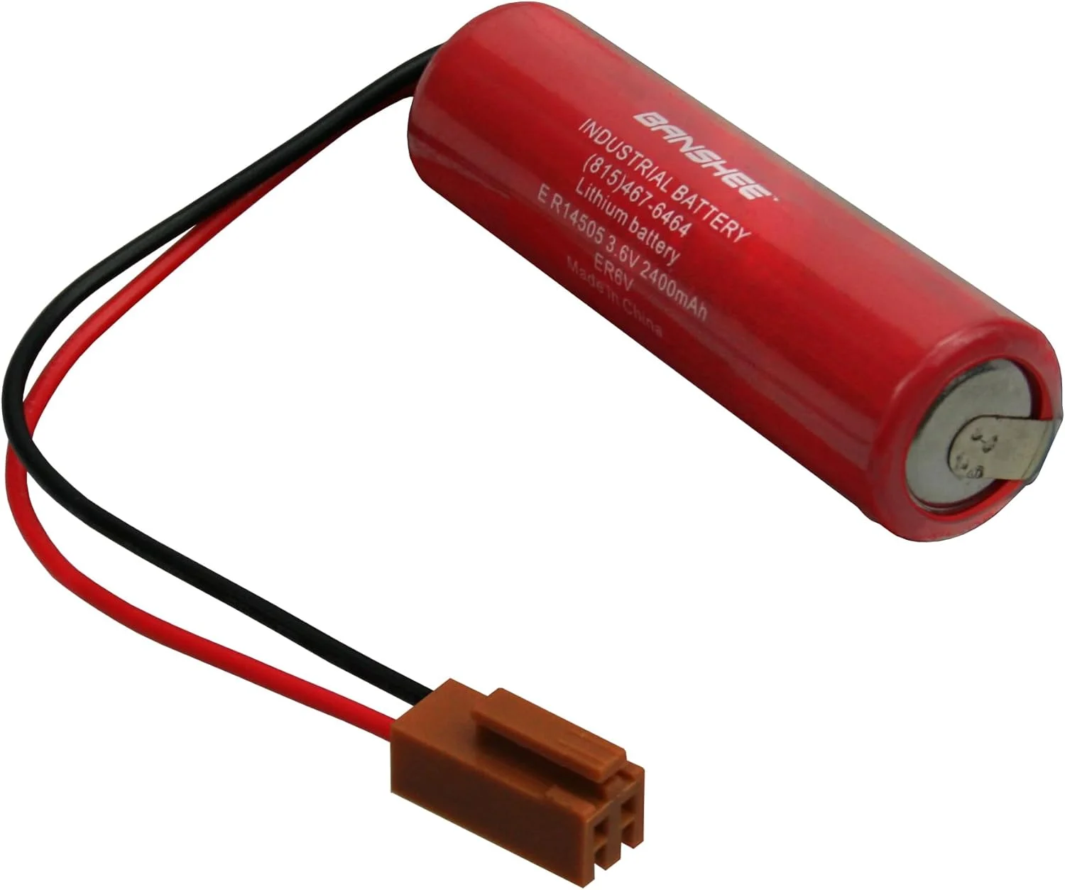 باتری لیتیوم-یون 3.6 ولت 2000 میلی آمپر ER6V با چگالی انرژی بالا و سیم اتصال