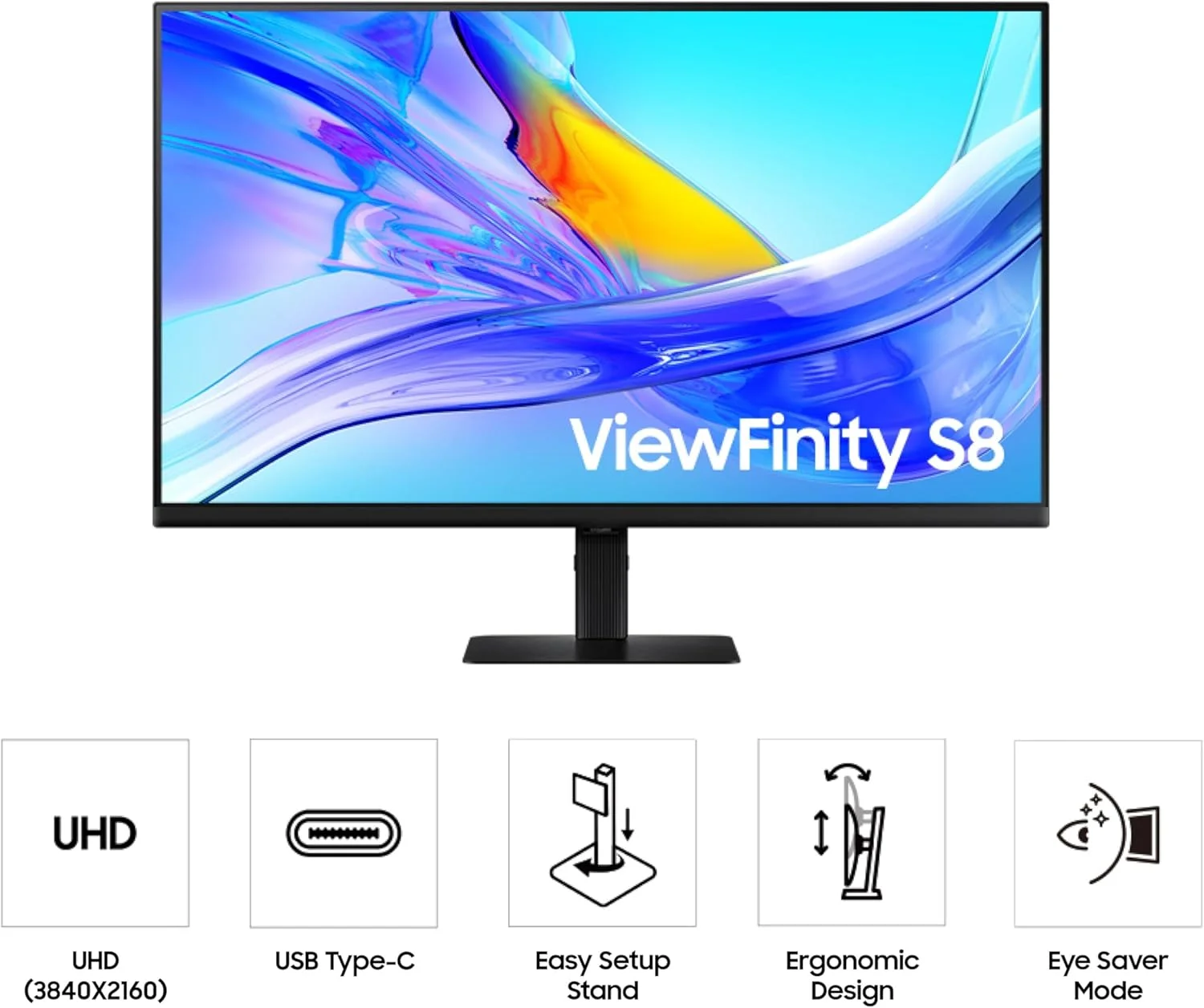 مانیتور 32 اینچی سامسونگ ViewFinity S8 مدل (S80UD) با کیفیت 4K UHD IPS HDR10، رزولوشن بالا، USB-C، بلندگوهای داخلی، پایه ارگونومیک، سوئیچ KVM داخلی، مراقبت هوشمند از چشم، LS32D808UBNXGO، 2025 مانیتور 32 اینچی سامسونگ ViewFinity S8 مدل (S80UD) با کیفیت 4K UHD IPS HDR10، رزولوشن بالا، USB-C، بلندگوهای داخلی، پایه ارگونومیک، سوئیچ KVM داخلی، مراقبت هوشمند از چشم، LS32D808UBNXGO، 2025