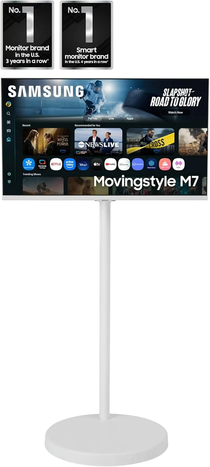 مانیتور هوشمند 4K UHD سامسونگ Movingstyle M7 M70F با پایه چرخشی قابل تنظیم، هوش مصنوعی Samsung Vision، مرکز بازی، بهینه ساز تصویر AI، SmartThings، امنیت Knox، F-LS32FM70-MSR مانیتور هوشمند 4K UHD سامسونگ Movingstyle M7 M70F با پایه چرخشی قابل تنظیم، هوش مصنوعی Samsung Vision، مرکز بازی، بهینه ساز تصویر AI، SmartThings، امنیت Knox، F-LS32FM70-MSR
