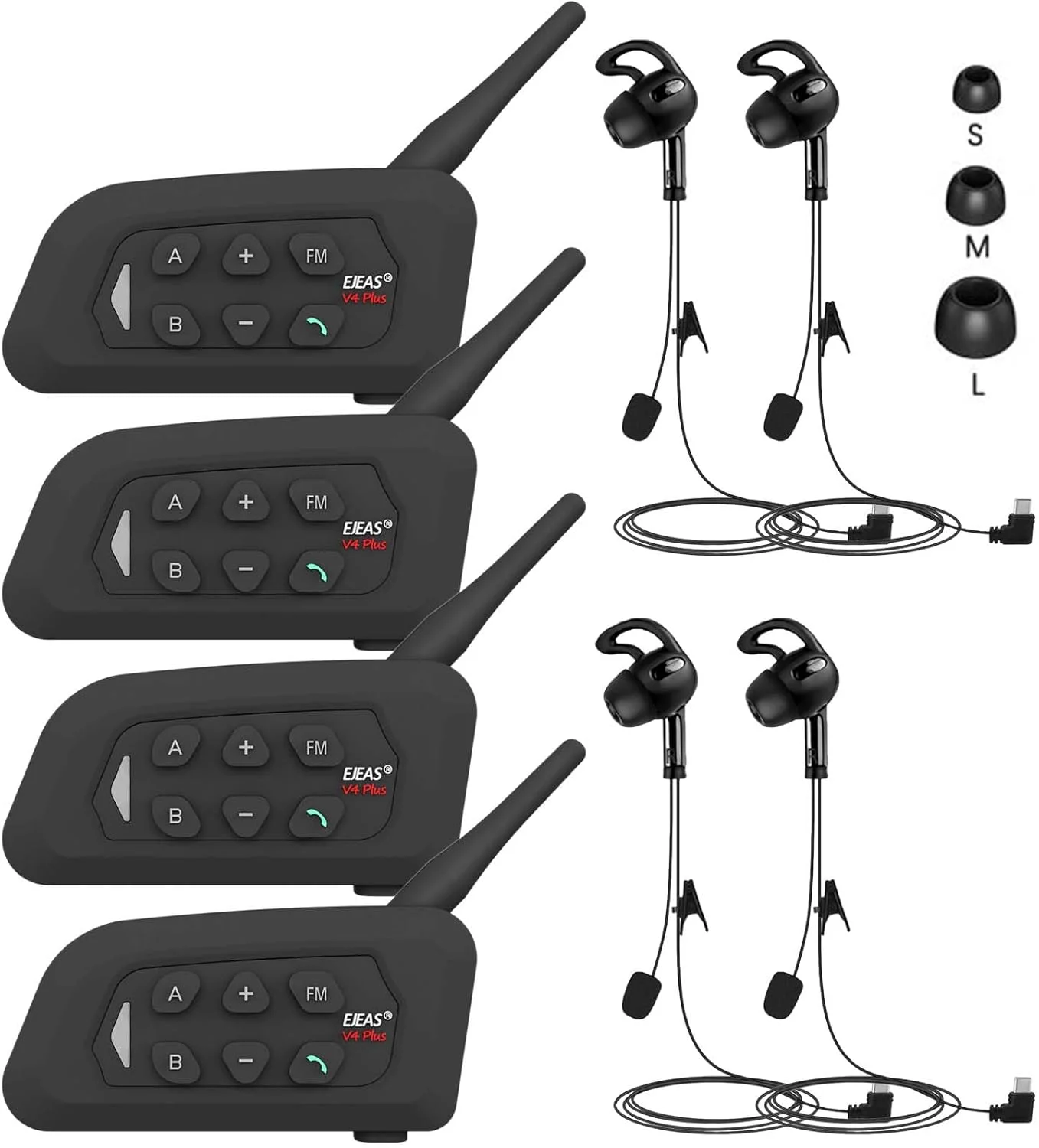 هدست داوری، سیستم ارتباطی رابط USB C با گوشی هدفون برای والیبال، فوتبال، هندبال (بسته 4 عددی)