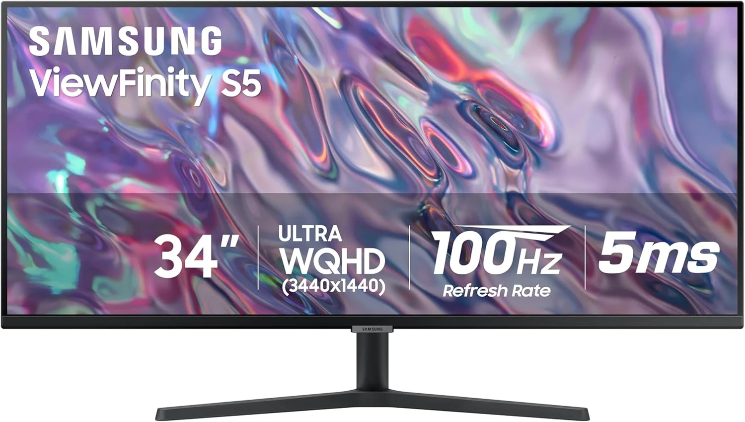 مانیتور فوق عریض 34 اینچی سامسونگ ViewFinity S50GC، 100 هرتز، 5 میلی‌ثانیه، HDR10، AMD FreeSync، محافظت از چشم، طراحی بدون حاشیه، PIP، PBP، LS34C502GANXZA، 2023، مشکی