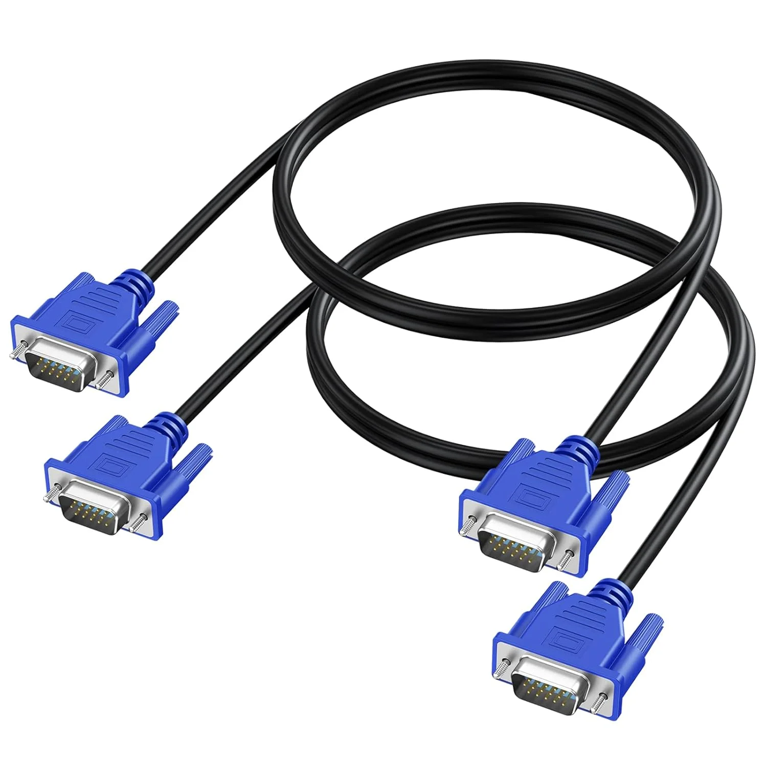 کابل VGA دو عددی، کابل مانیتور VGA نر به نر 3 فوت، رزولوشن بالا 1080P Full HD برای مانیتور، تلویزیون، کامپیوتر، پروژکتور - آبی