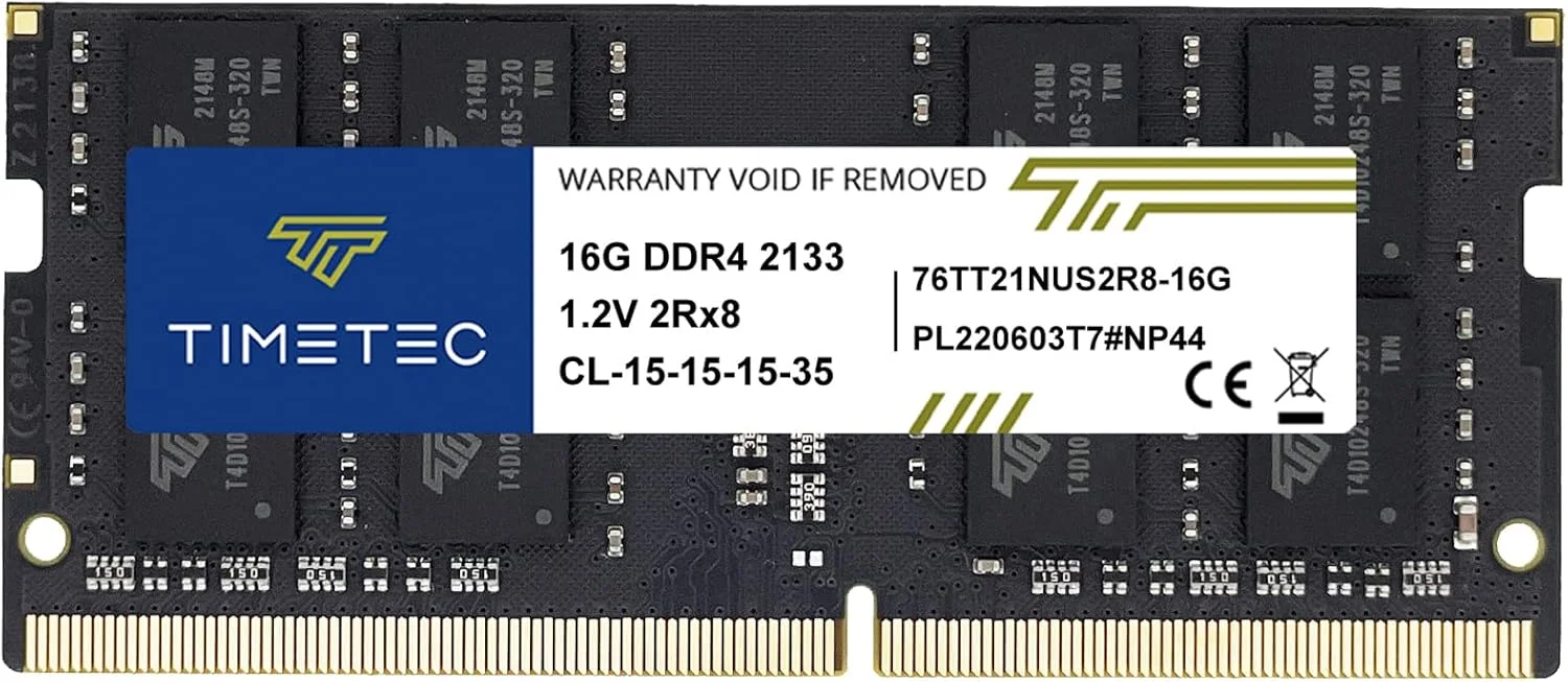 تایمتک 16 گیگابایت DDR4 2133MHz PC4-17000 Non-ECC Unbuffered 1.2V CL15 2Rx8 Dual Rank 260 Pin SODIMM ماژول رم کامپیوتر لپ تاپ (16 گیگابایت)
