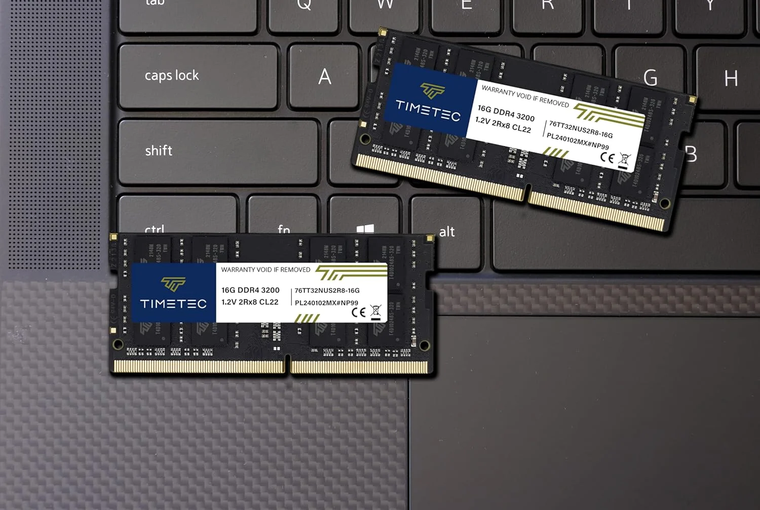 کیت ۳۲ گیگابایتی (۲x۱۶ گیگابایت) Timetec Premium DDR4 3200MHz (یا ۲۹۳۳MHz یا ۲۶۶۶MHz) PC4-25600 Non-ECC Unbuffered 1.2V CL22 2Rx8 Dual Rank 260 Pin SODIMM مناسب برای ارتقا رم کامپیوتر، لپ تاپ و نوت بوک
