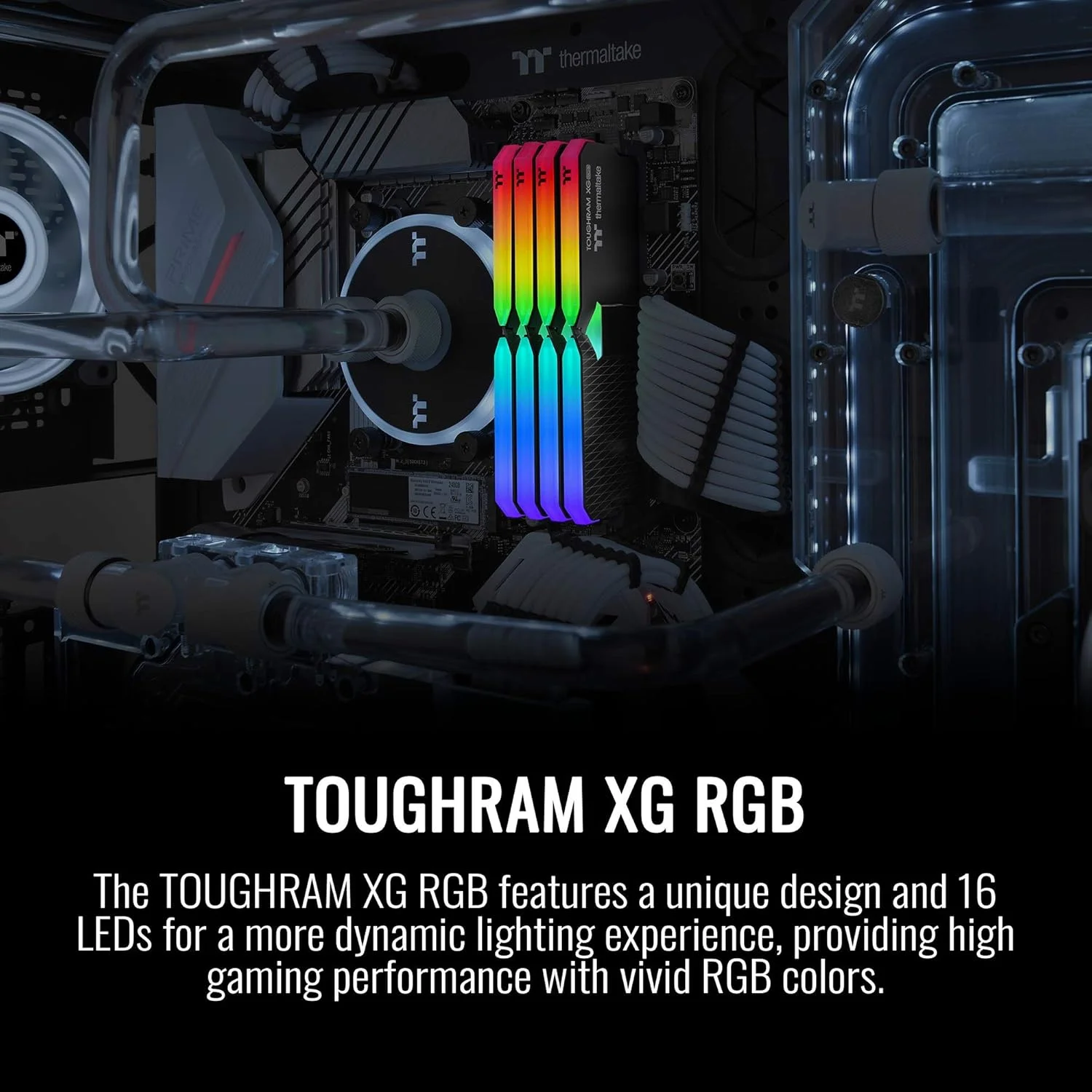 رم ترمالتیک TOUGHRAM XG RGB DDR4 4400MHz 16GB (8GB x 2) با 16.8 میلیون رنگ RGB و قابلیت همگام‌سازی با مادربرد از طریق Alexa/Razer Chroma/5V
