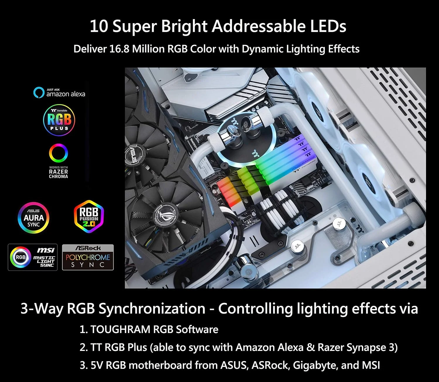 رم ترمالتیک TOUGHRAM RGB سفید DDR4 4400MHz 16GB (8GB x 2) با نورپردازی RGB 16.8 میلیون رنگ، همگامسازی با مادربرد 5V، مدل R022D408GX2-4400C19A رم ترمالتیک TOUGHRAM RGB سفید DDR4 4400MHz 16GB (8GB x 2) با نورپردازی RGB 16.8 میلیون رنگ، همگامسازی با مادربرد 5V، مدل R022D408GX2-4400C19A