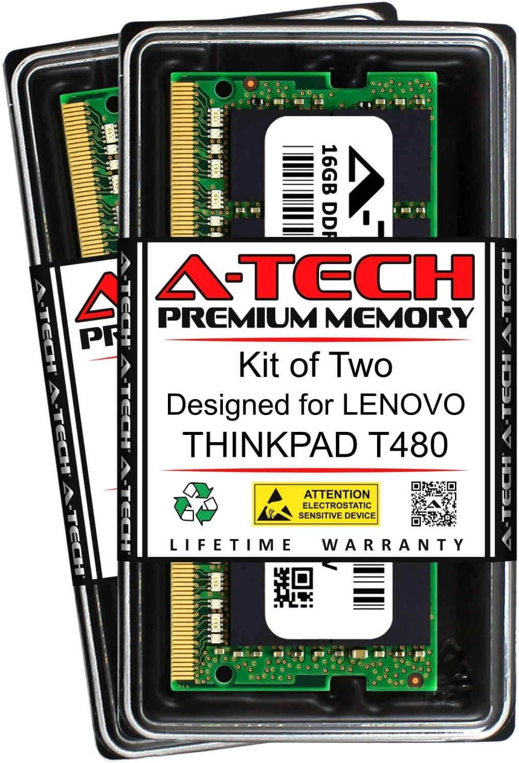 رم 32 گیگابایتی (2 عدد 16 گیگابایتی) A-Tech برای Lenovo THINKPAD T480 | DDR4 2400MHz SODIMM PC4-19200 260-Pin کیت ارتقاء حافظه Non-ECC