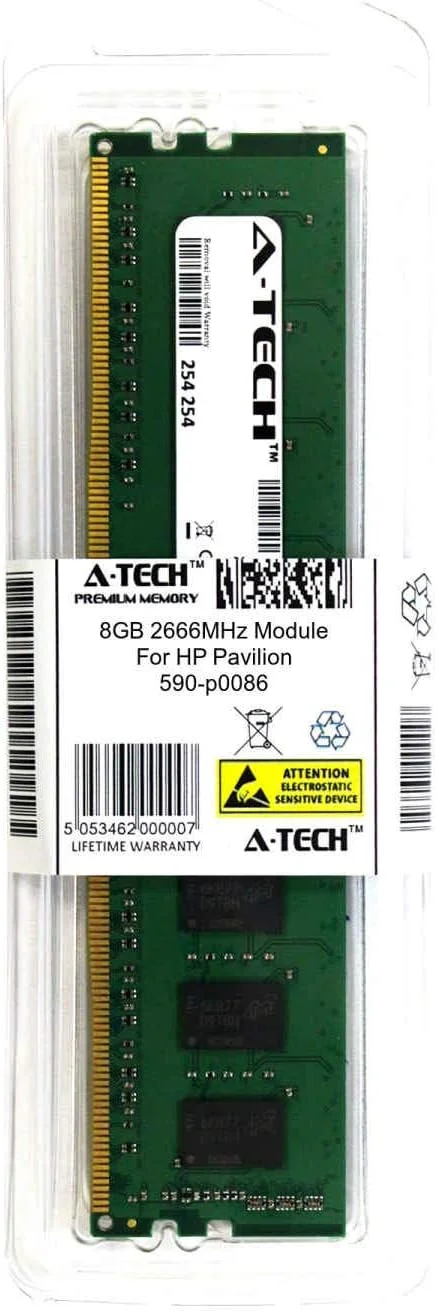 ماژول 8 گیگابایتی A-Tech برای مادربرد دسکتاپ و ورک استیشن HP Pavilion 590-p0086، رم DDR4 2666Mhz سازگار (ATMS311357A25818X1)