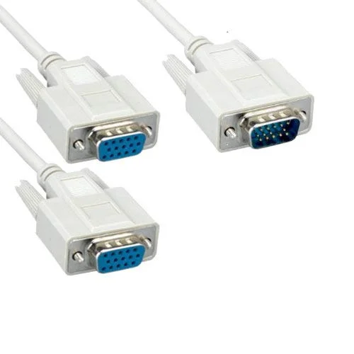 کابل تبدیل VGA HD15 نر به VGA HD15 ماده دوتایی 8 اینچی خاکستری