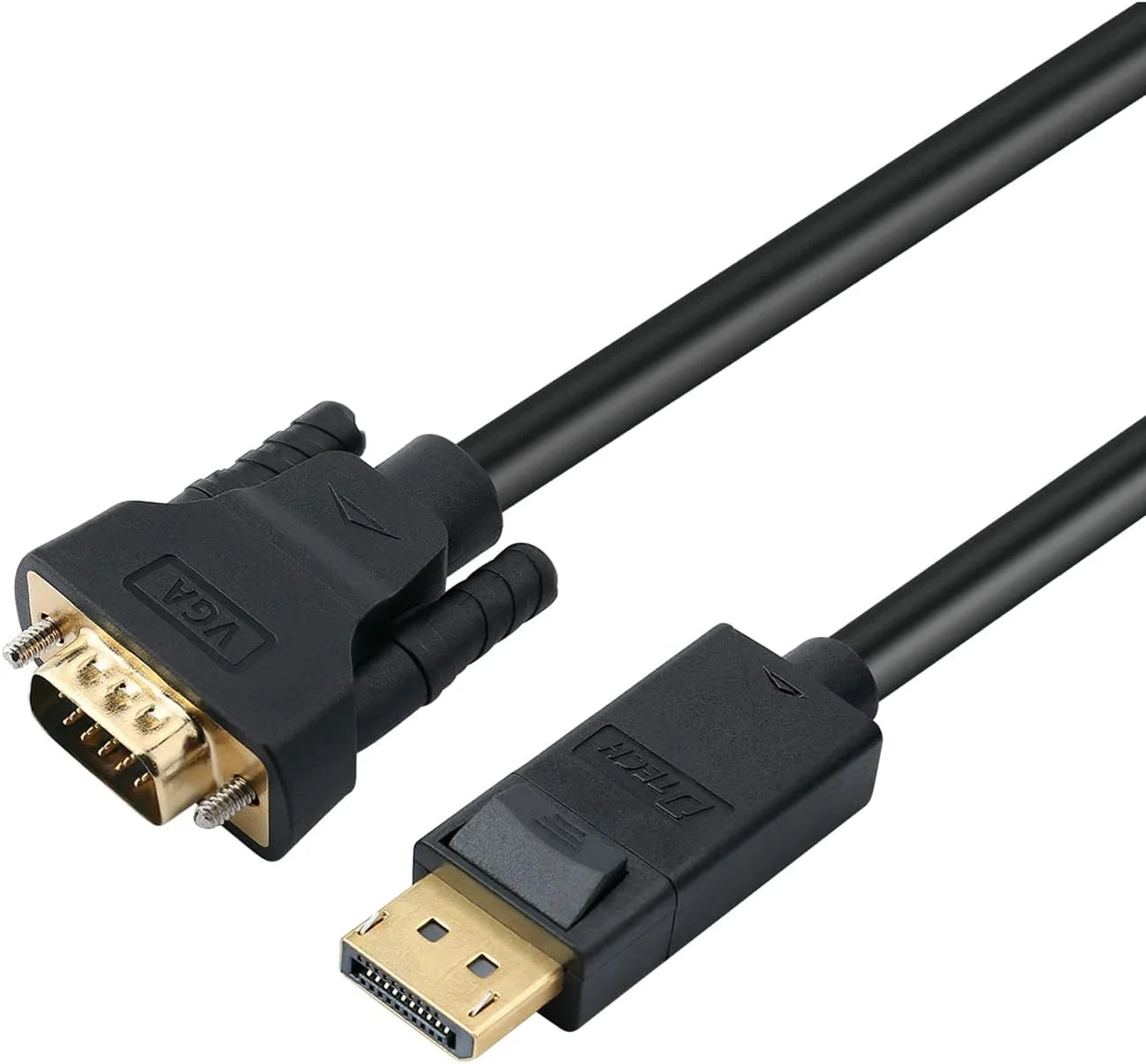 کابل DisplayPort به VGA دی-تک 3 متری، آداپتور کابل DP نر به نر با کانکتور روکش طلا (مشکی، 3 متر)