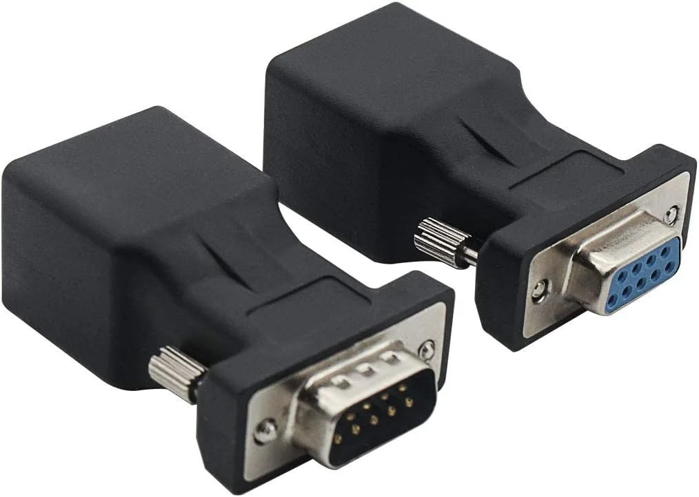 مبدل توسعه دهنده VGA Cat5/Cat6/RJ45، کانکتور کابل شبکه DB9 9 پین VGA نر به RJ45 مادگی 2 عددی