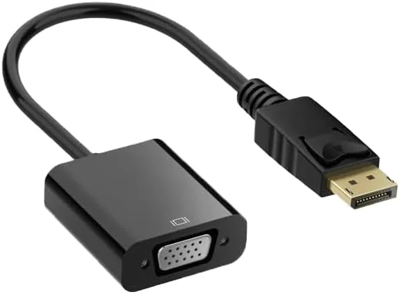 تبدیل Display Port به VGA با روکش طلا (نر به ماده)، سازگار با کامپیوترها، رایانه های شخصی، دسکتاپ ها، مانیتورها، پروژکتورها، لپ تاپ ها، تلویزیون های HDTV (مشکی)