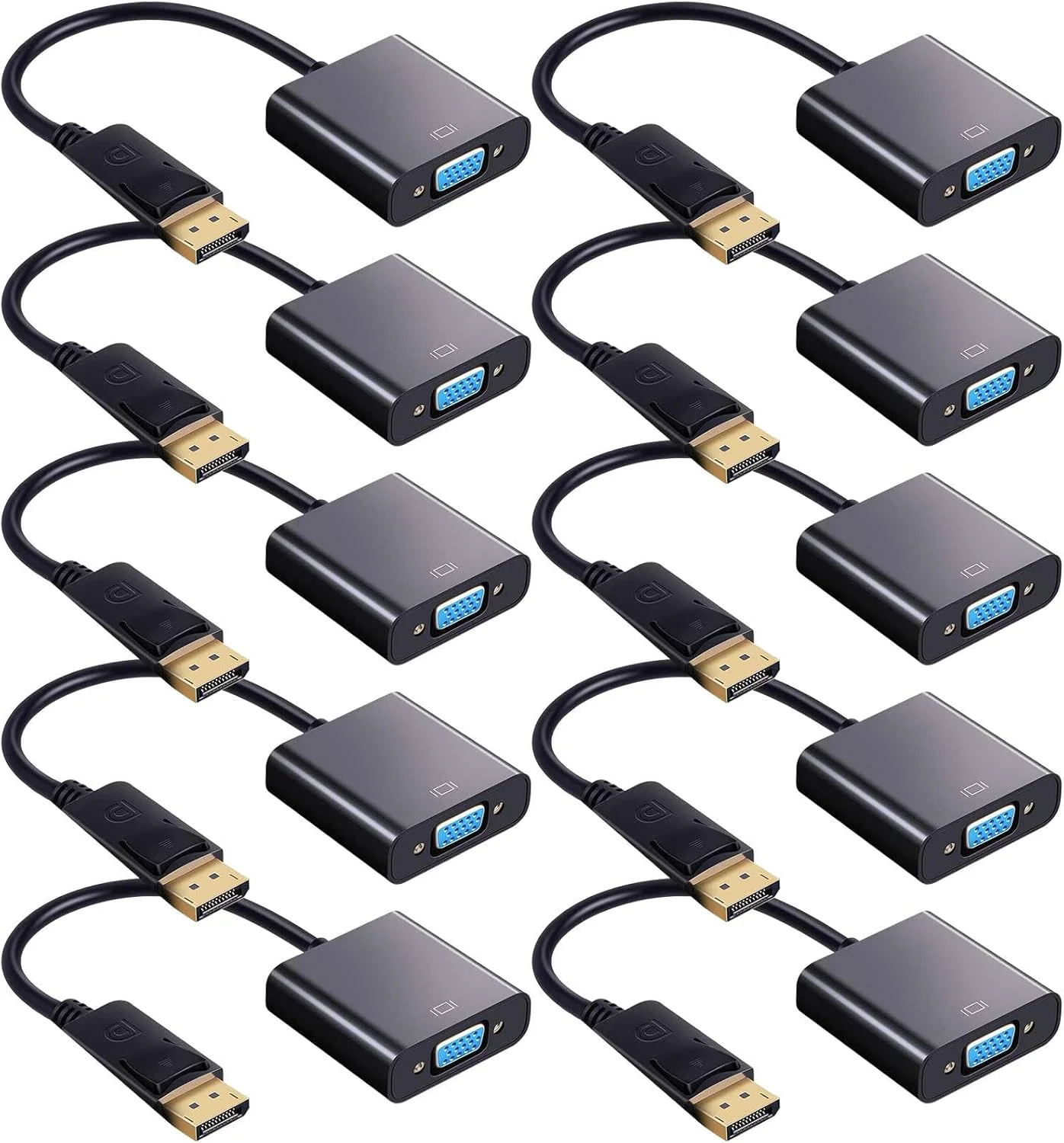 تبدیل DisplayPort به VGA یونسیلینگ، بسته 10 عددی، روکش طلا، سازگار با لپ تاپ، مانیتور، کامپیوتر، پروژکتور (مشکی)