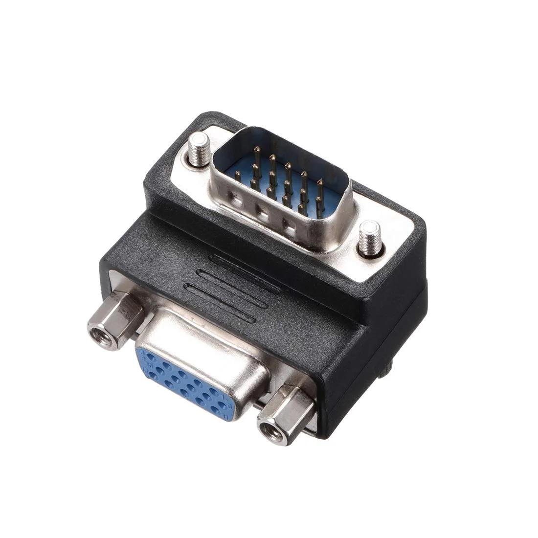 تبدیل DB15 VGA مادگی به نری 15 پین 3 ردیفه زاویه راست کوچک برای کاربردهای سریال مشکی