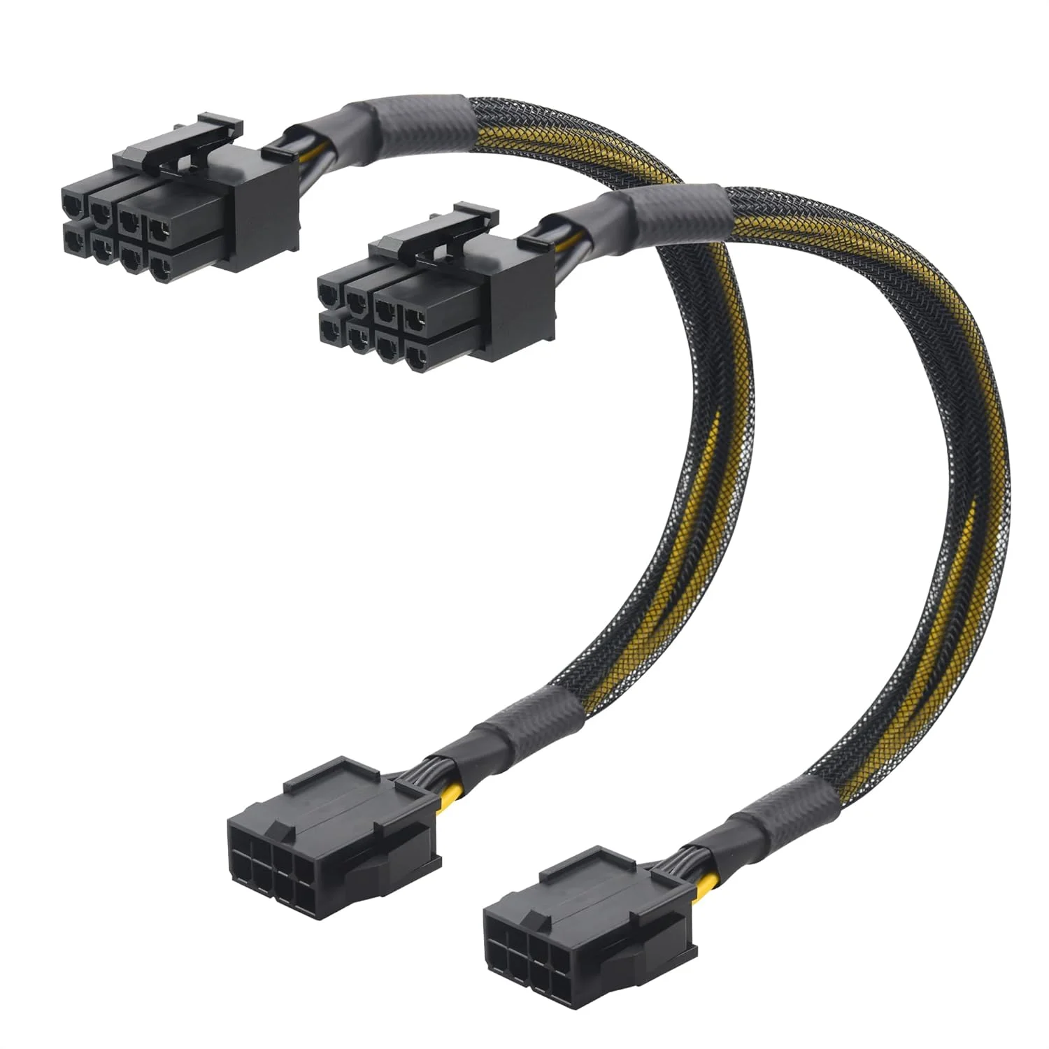 کابل افزایش طول 2 عددی 8 پین PCIe کیبل مترز - 25 سانتی متر (نر به ماده، نه برای استفاده مستقیم از منبع تغذیه)، کابل افزایش طول برق 8 پین GPU (نه 6+2 پین)