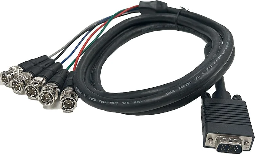 کابل تبدیل VGA نر 15 پین به 5 BNC نر RGBHV شیلددار - طول 1.8 متر
