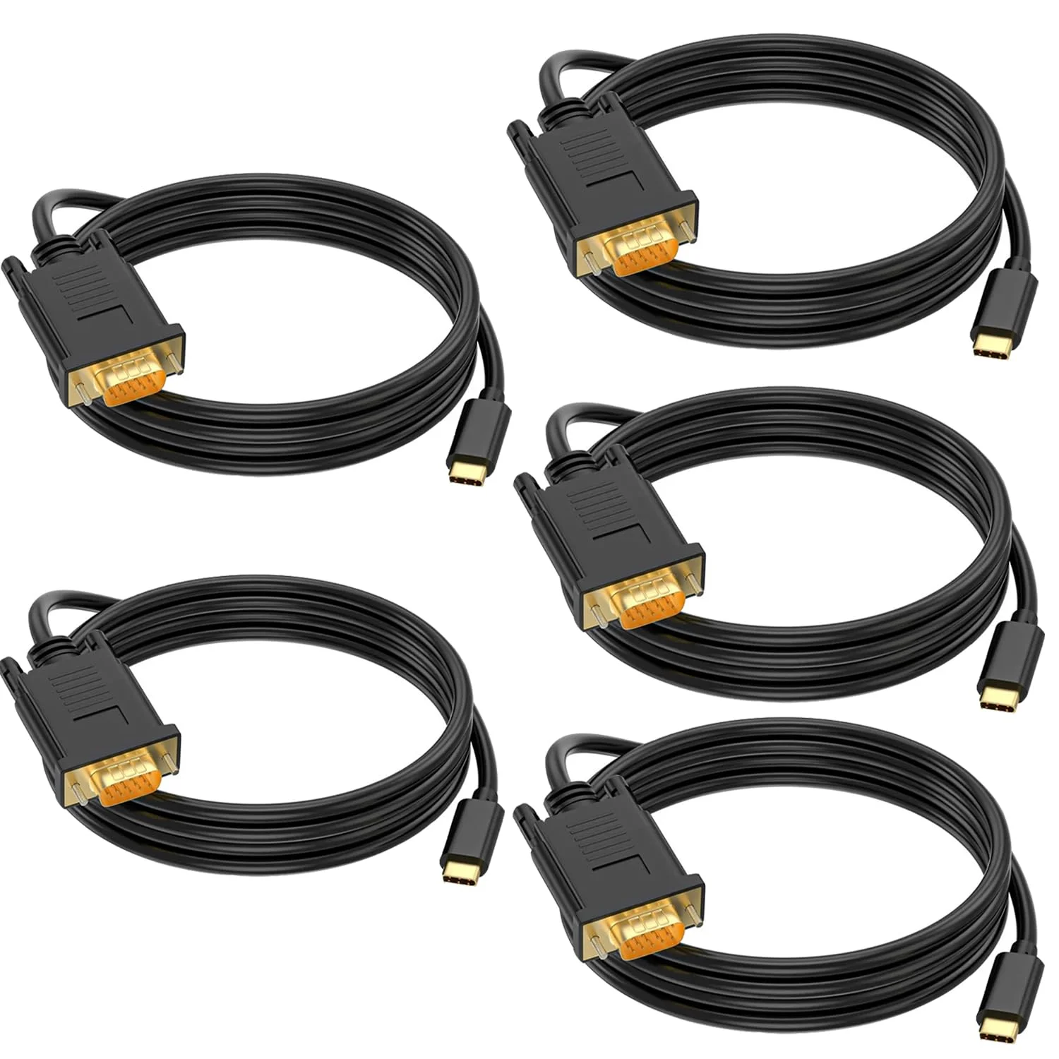 کابل USB C به VGA طول 1.8 متر، مبدل ویدئویی USB Type C به VGA با رزولوشن 1080P@60Hz [سازگار با Thunderbolt 3/4] با MacBook Air، iPad Pro، iPhone 15/16، iMac، XPS، Surface و غیره - روکش طلا (5)