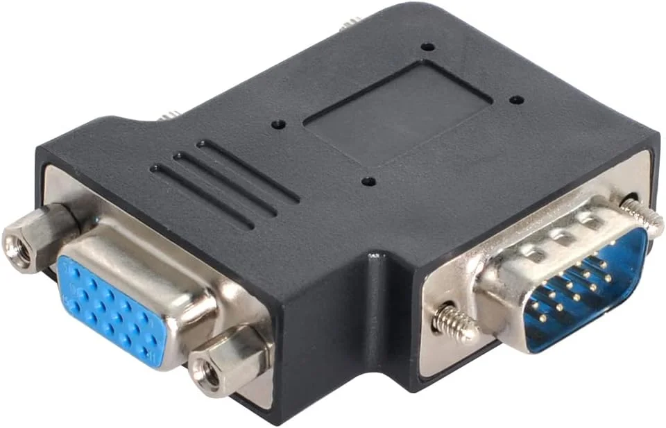 اتصالات VGA چنیانگ، VGA SVGA D-Sub HDB15Pin نر به ماده 90 درجه راست گوشه تغییر دهنده جنسیت آداپتور اتصال آرایه گرافیکی ویدئو برای مانیتور/پروژکتور/گرافیک