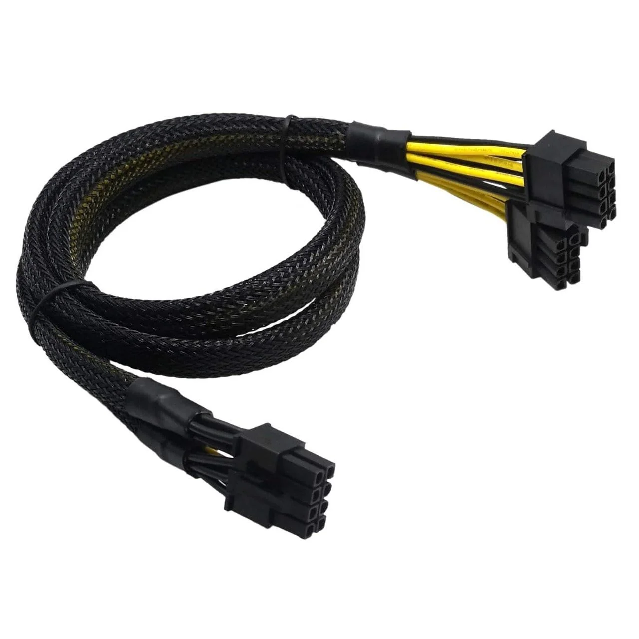 کابل تبدیل 8 پین PCIe، تبدیل کننده مادگی 8 پین GPU VGA PCIe به دو نرگی 8 پین (6+2) PCI Express، روکش بافته شده، طول 23 سانتی متر، مشکی