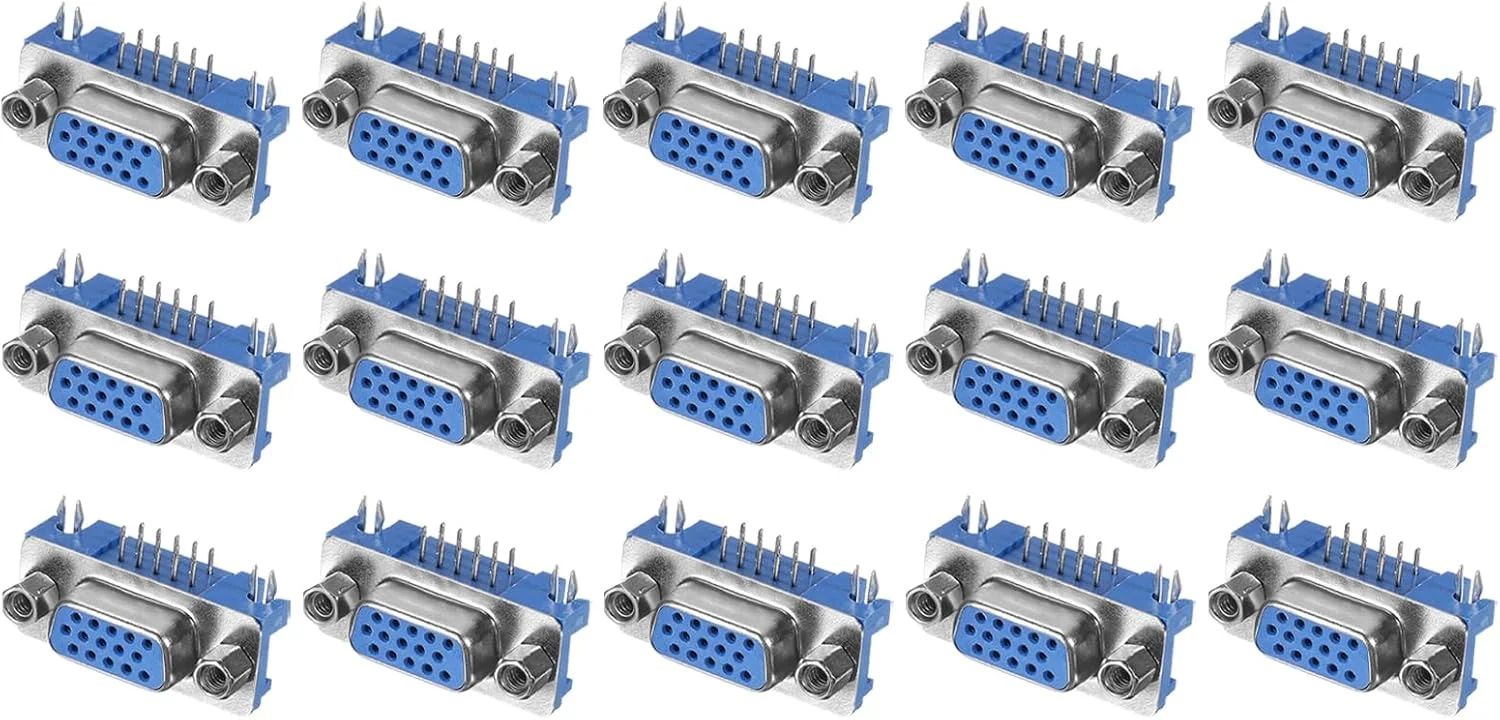 کانکتور VGA مادگی uxcell VGA15، سوکت 15 پین 3 ردیفه، ترمینال پورت سریال برای تجهیزات مکانیکی، کامپیوترهای CNC، بسته 15 عددی